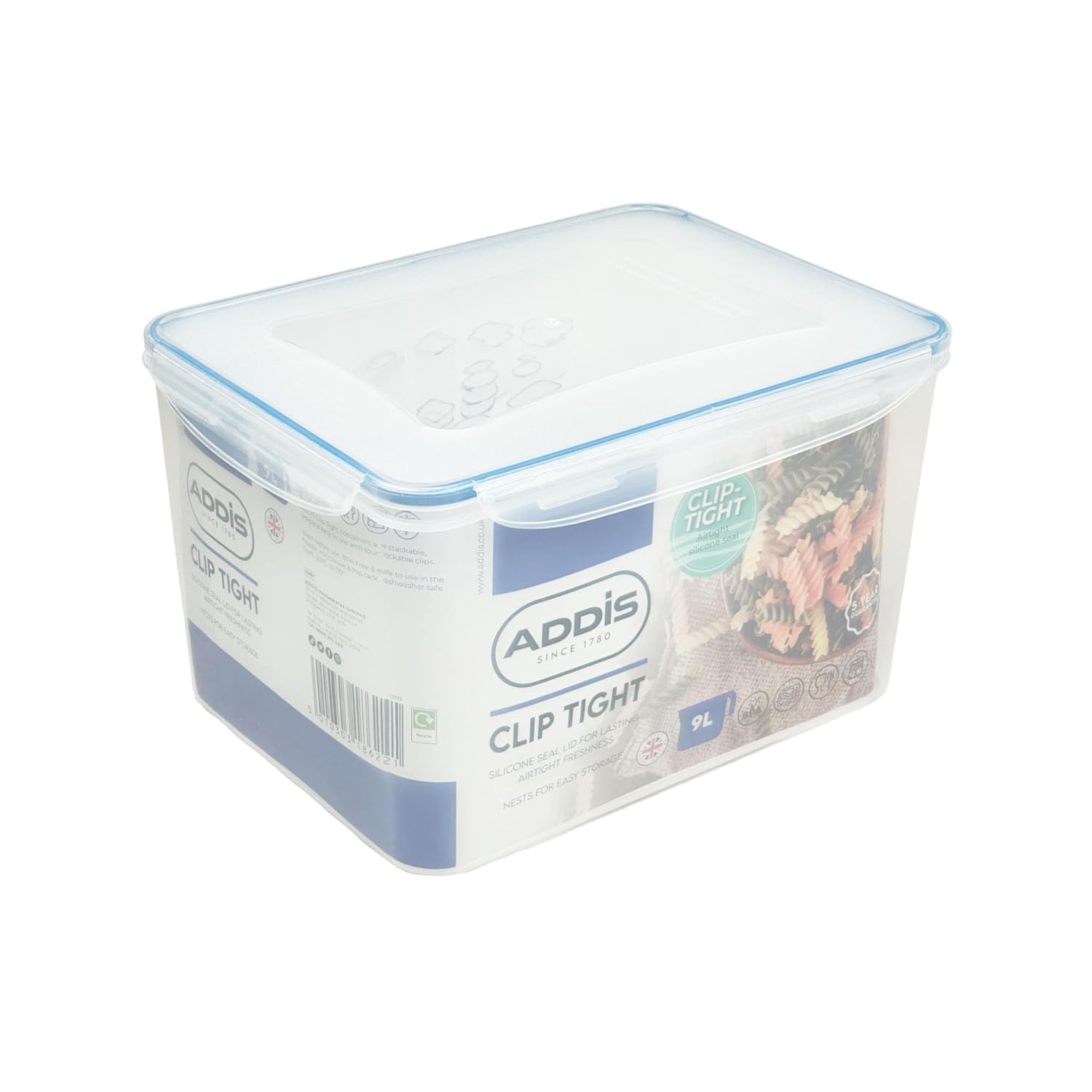 Addis Clip Tight Super Large Food Storage Container 9 Litre Tall Rectangle Airtight Silicone Seal Containers Bpa Free Easy Locking Lid Clips