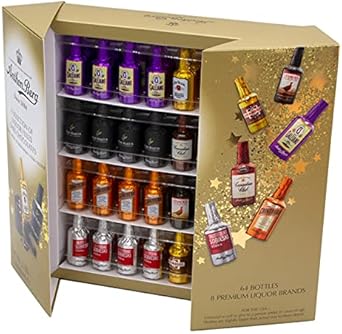 Anthon Berg Chocolate Liquor Chocolates Gift Set - Pack of 64 Premium Bottle-Shaped Original Dark Liqueurs - 8 Famous with Free Christmas Card or Keyring