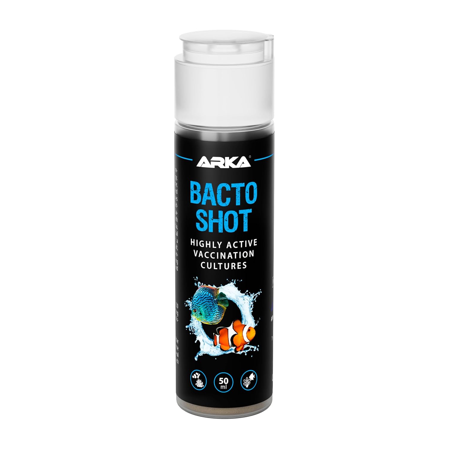 Aquarium bacteria shot 50 ml – clears cloudy water in 24 h – reduces ammonia & nitrite – biological live filter bacteria – ideal for new tanks & water changes – ARKA Bacto-Shot