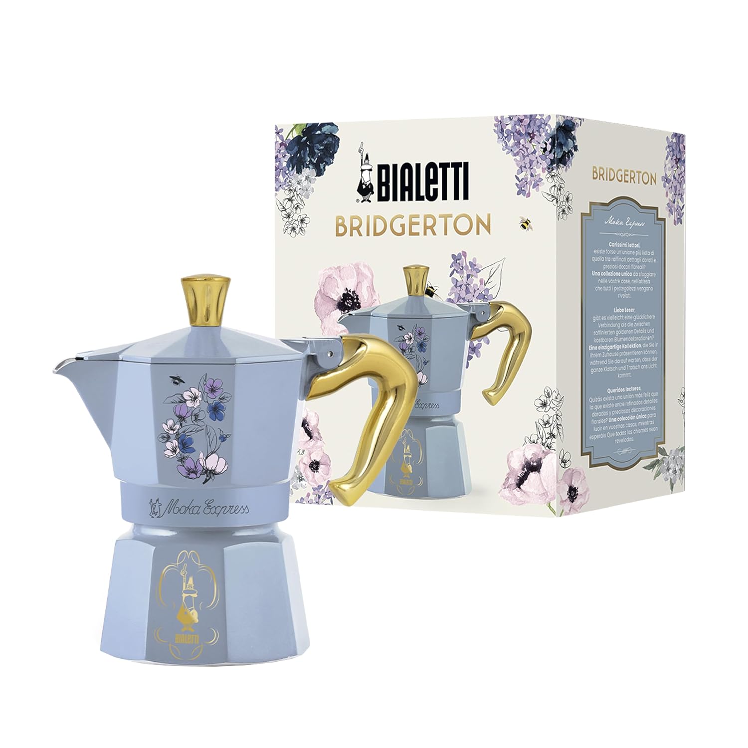 Bialetti Moka Express Bridgerton 3 Cup Anti-Scald Handle Not Induction 3 Cups (130ml) Aluminium