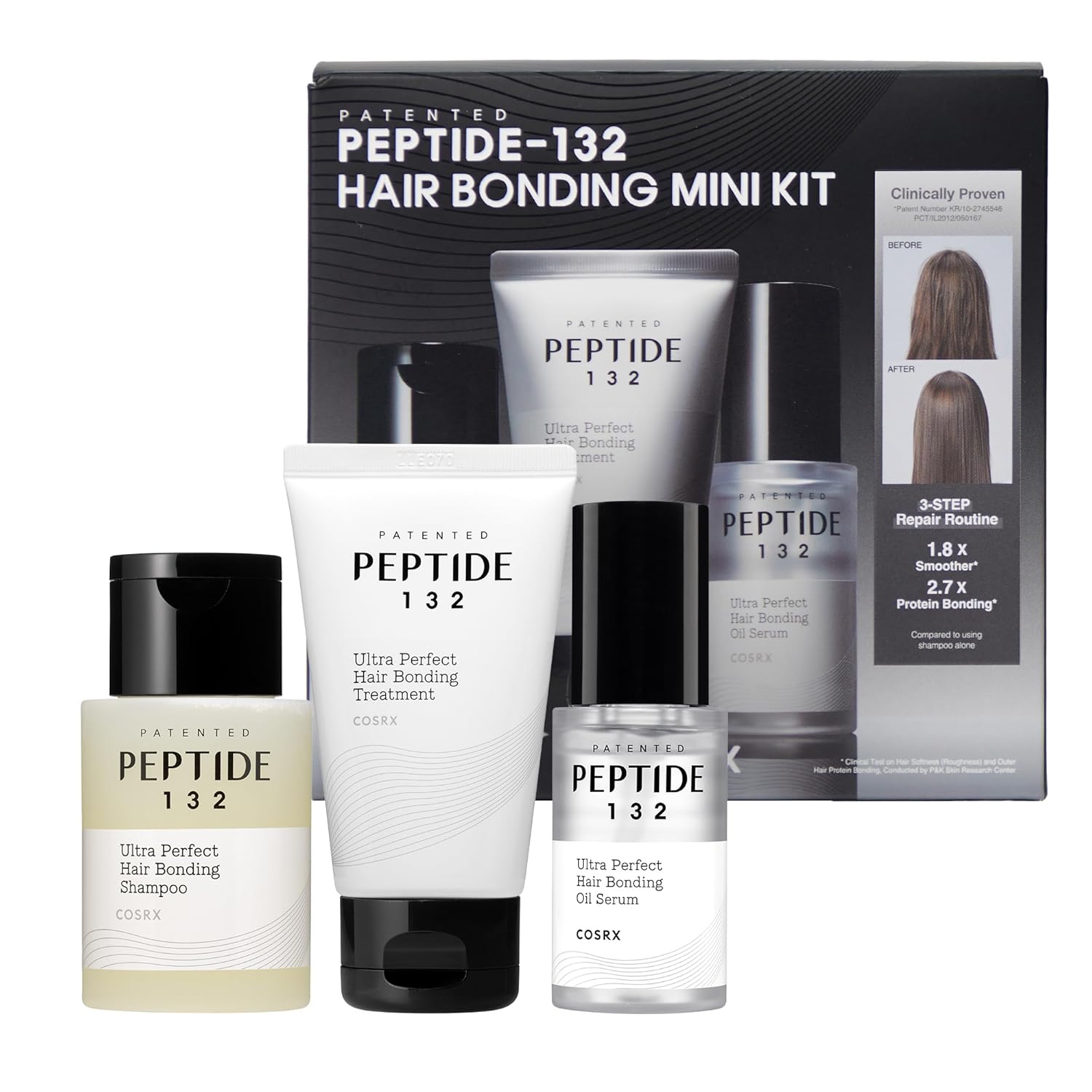 COSRX PEPTIDE 132 Hair Bonding Mini Kit (Shampoo 100 ml + Treatment 60 ml + Oil Serum 28 ml)