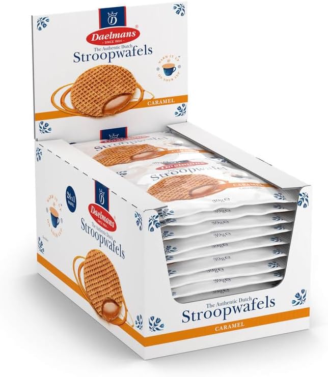 Daelmans Stroopwafels - Caramel Waffles – 39 g x 24 (Single Pack) in a Box - Authentic Dutch Caramel Waffle - Stroopwaffles