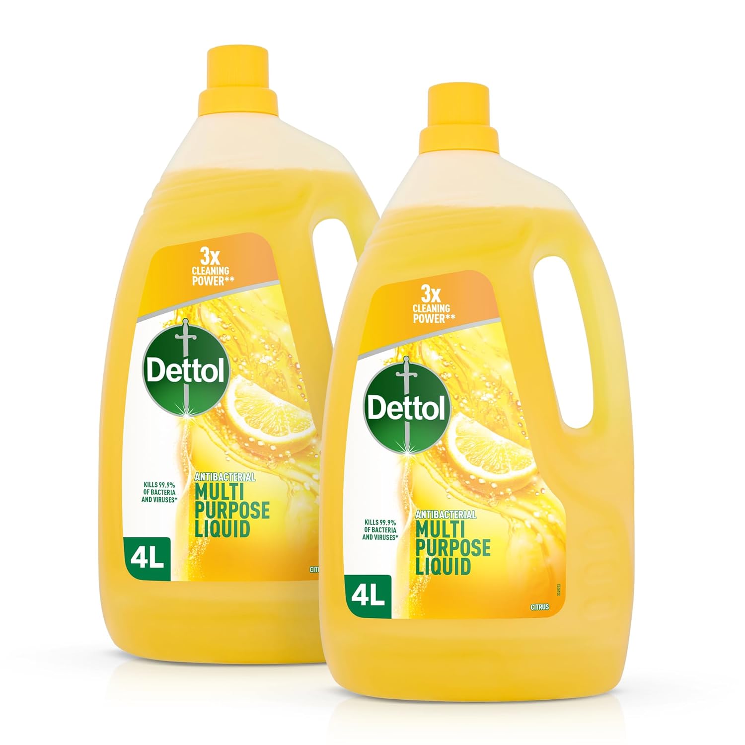 Dettol Citrus Surface Cleaner 2x4L - Multi-Purpose Antibacterial Disinfectant for Floors