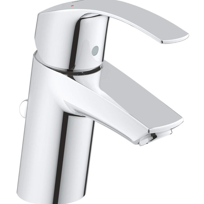 GROHE Eurosmart Basin Mixer Tap with Pop-Up Waste Set (Metal Lever