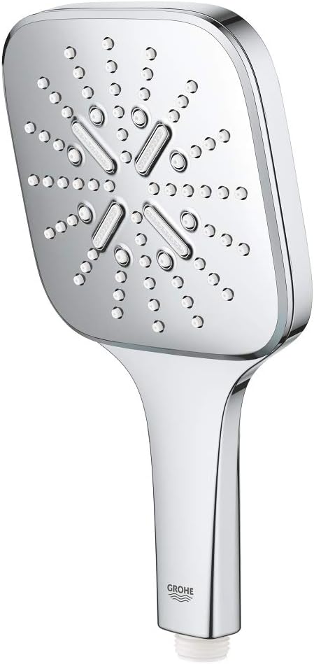 GROHE Rainshower 130 Smartactive Cube Hand Shower Water-Saving 130mm Shower Head with 3 Sprays Chrome Finish and Made in Germany 26582000