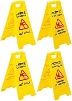 Janit-X Caution Wet Floor & Cleaning In Progress Yellow Warning A-Frame 63cm x 30cm (4)