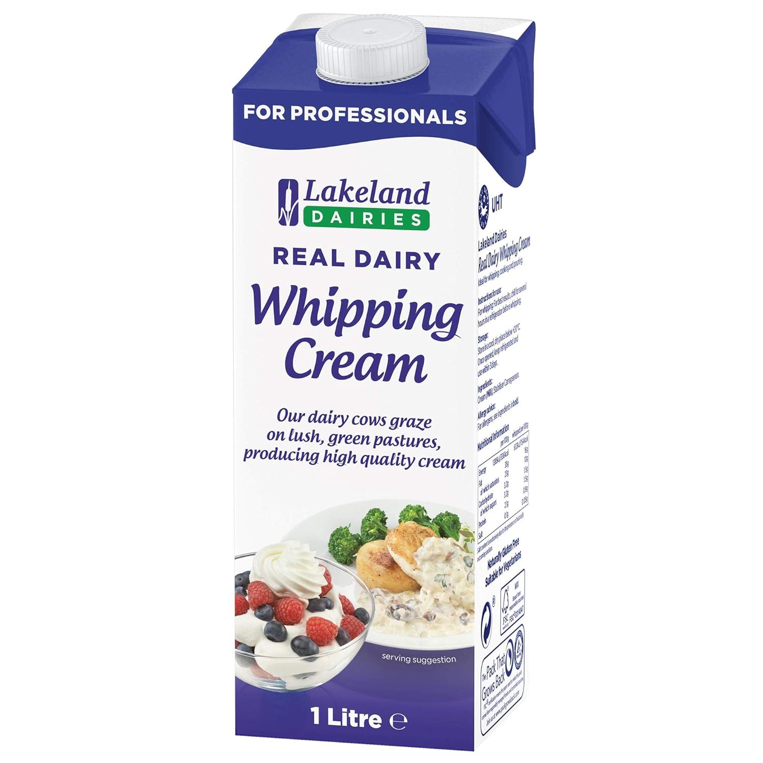 Lakeland Dairies Real Whipping Cream 1 Litre â€“ UHT Dairy Cream with 35% Fat for Whipping
