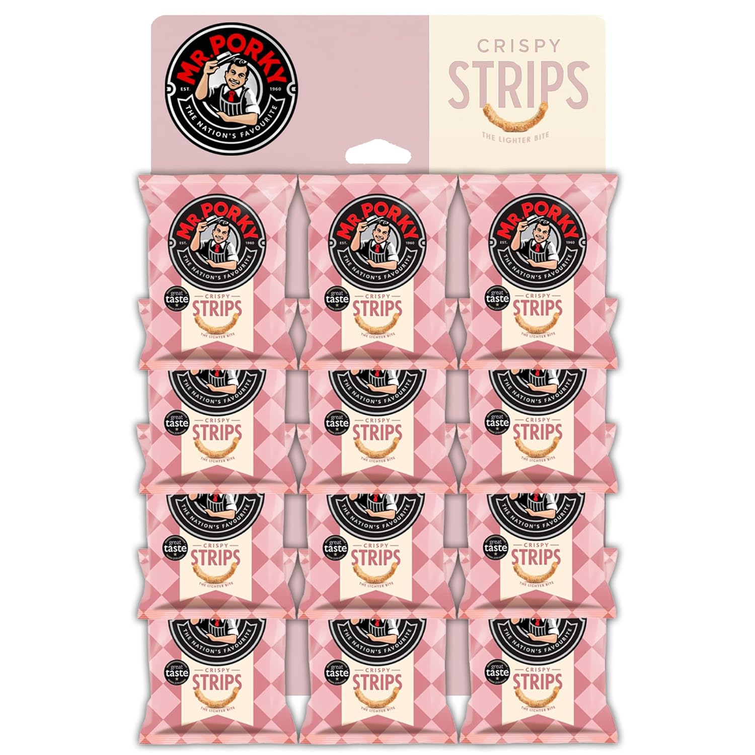 Mr Porky Crispy Strips Pubcard 12 x 20g – Lighter Pork Snack