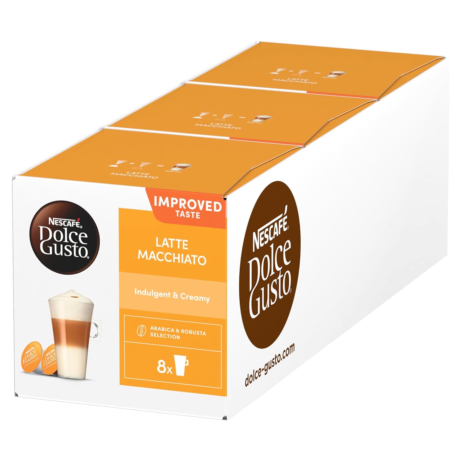 NESCAFÉ DOLCE GUSTO Latte Macchiato Coffee Pods Pack of 3 (Total 24 Servings)