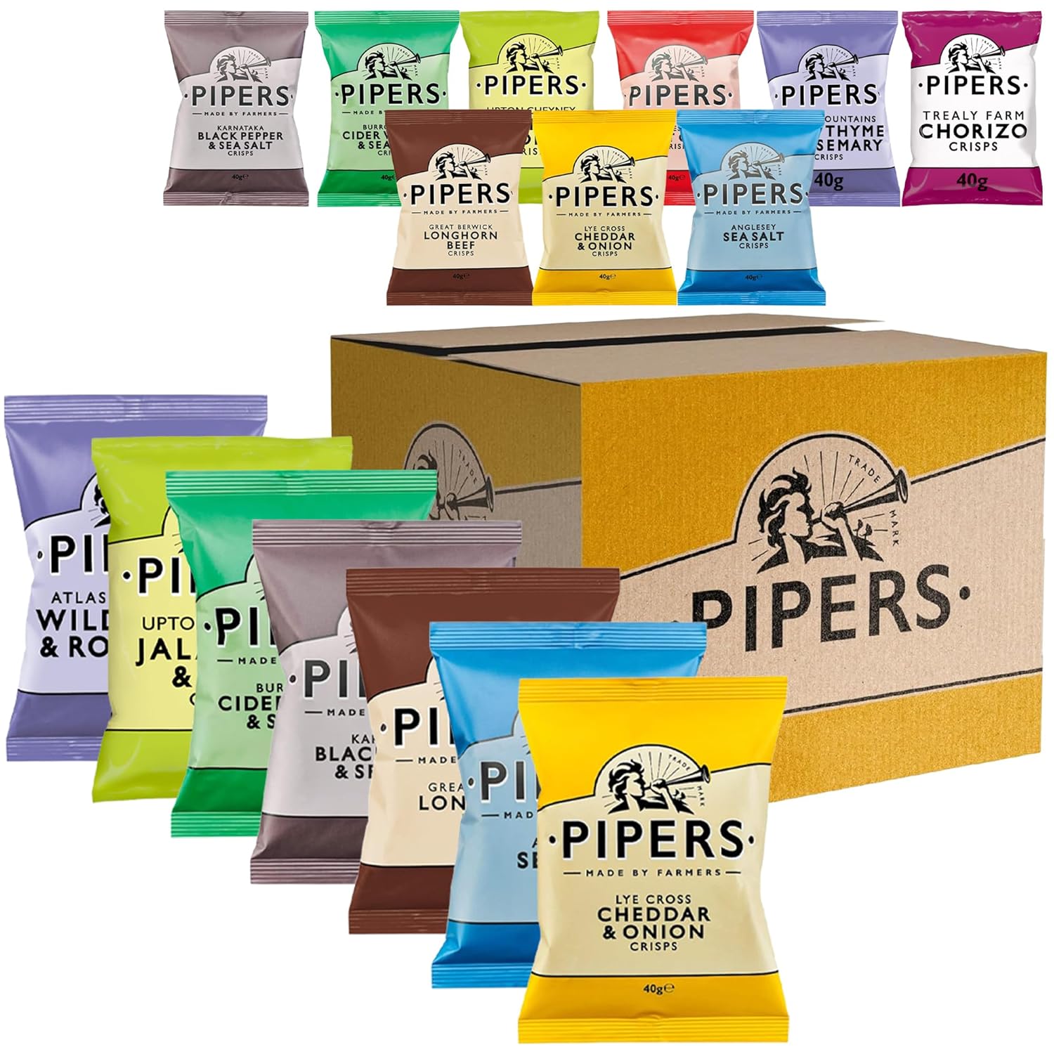 Pipers Crisps Tasting Selection 7 Flavour Variety Pack – Premium Hand-Cooked British Crisps