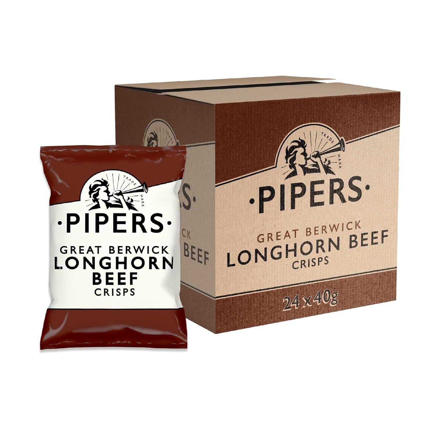 Pipers Great Berwick Longhorn Beef Crisps - 24x40g