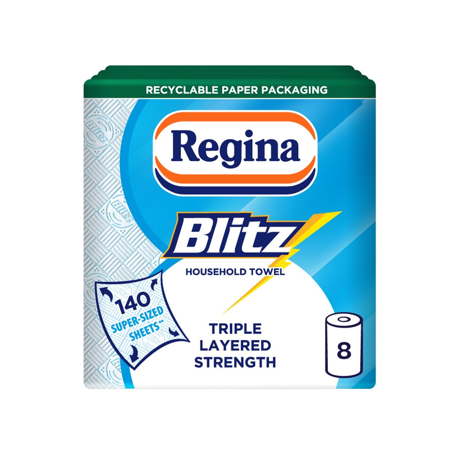 Regina Blitz Household Towels – 8 Triple Layered Rolls