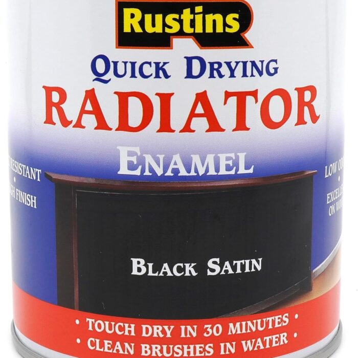 RUSTINS Quick Drying Radiator Enamel Satin - Black 250ml – Durable