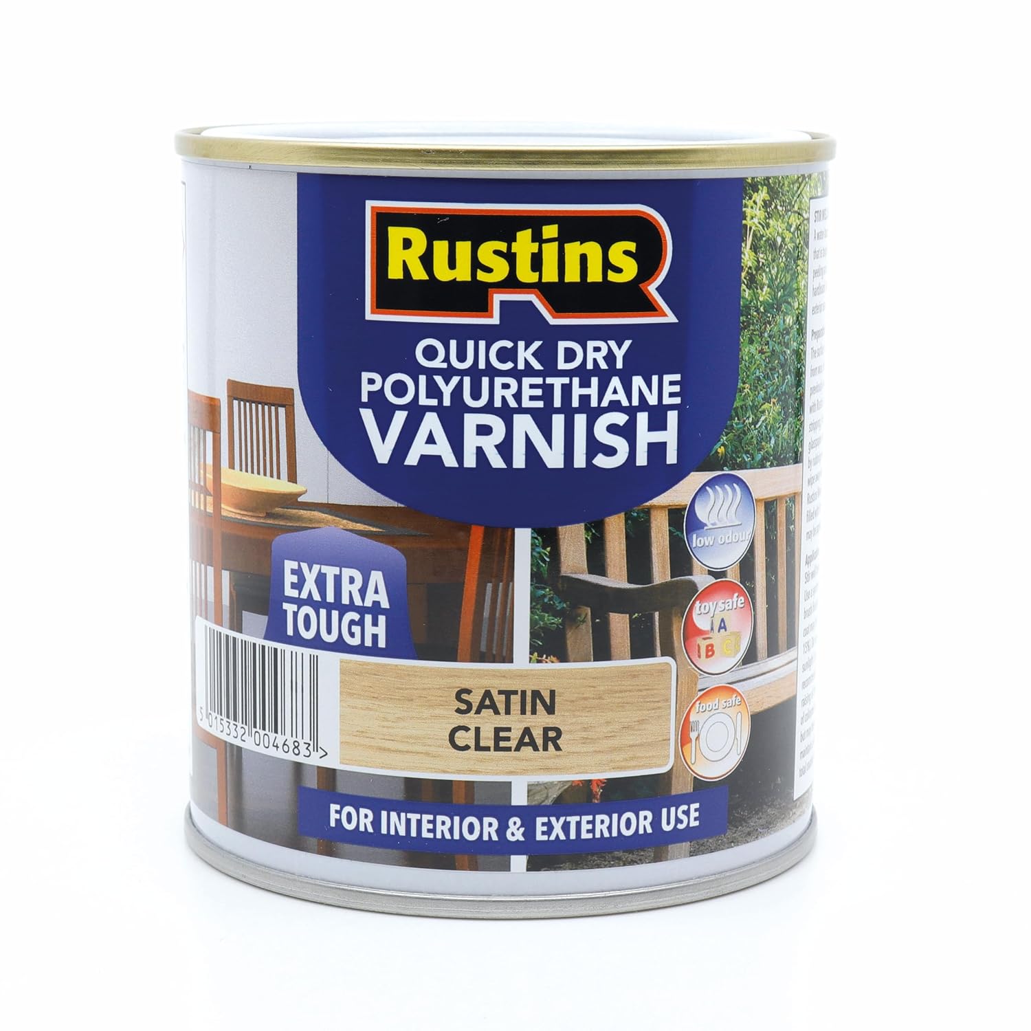 RustinsQuick Dry Poly Varnish Satin Clear 500ml -Tough