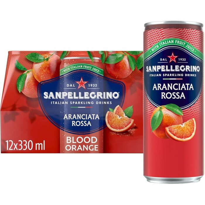 San Pellegrino Italian Sparkling Drinks Tastefully Light Sparkling Blood Orange Canned Soft Drink 12 x 330ml