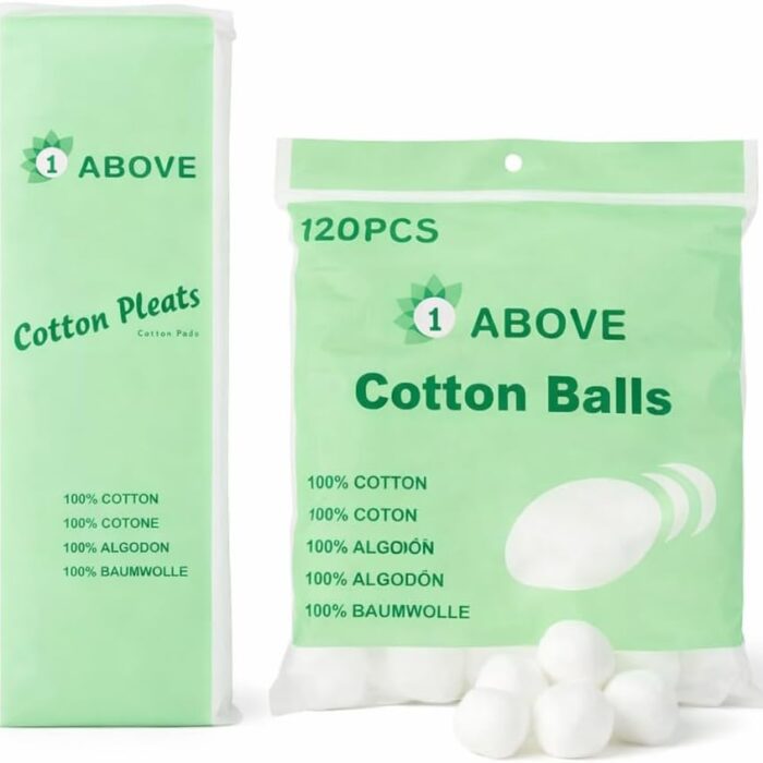 Super Soft 100% Pure Cotton Wool Pleat 80g + 120 Cotton Wool Balls Pack