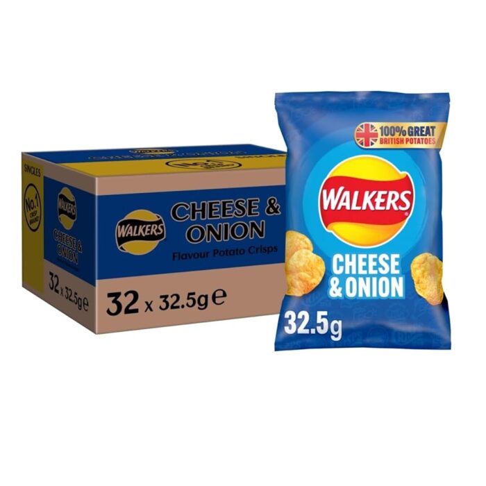 Walkers Cheese & Onion Crisps 32.5g (case of 32)