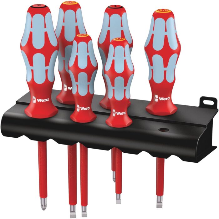 Wera 05022745001 3165i/6 Kraftform Plus VDE Stainless Steel Laser Tip Screwdriver Set with Fastener Holding Function (7-Piece)
