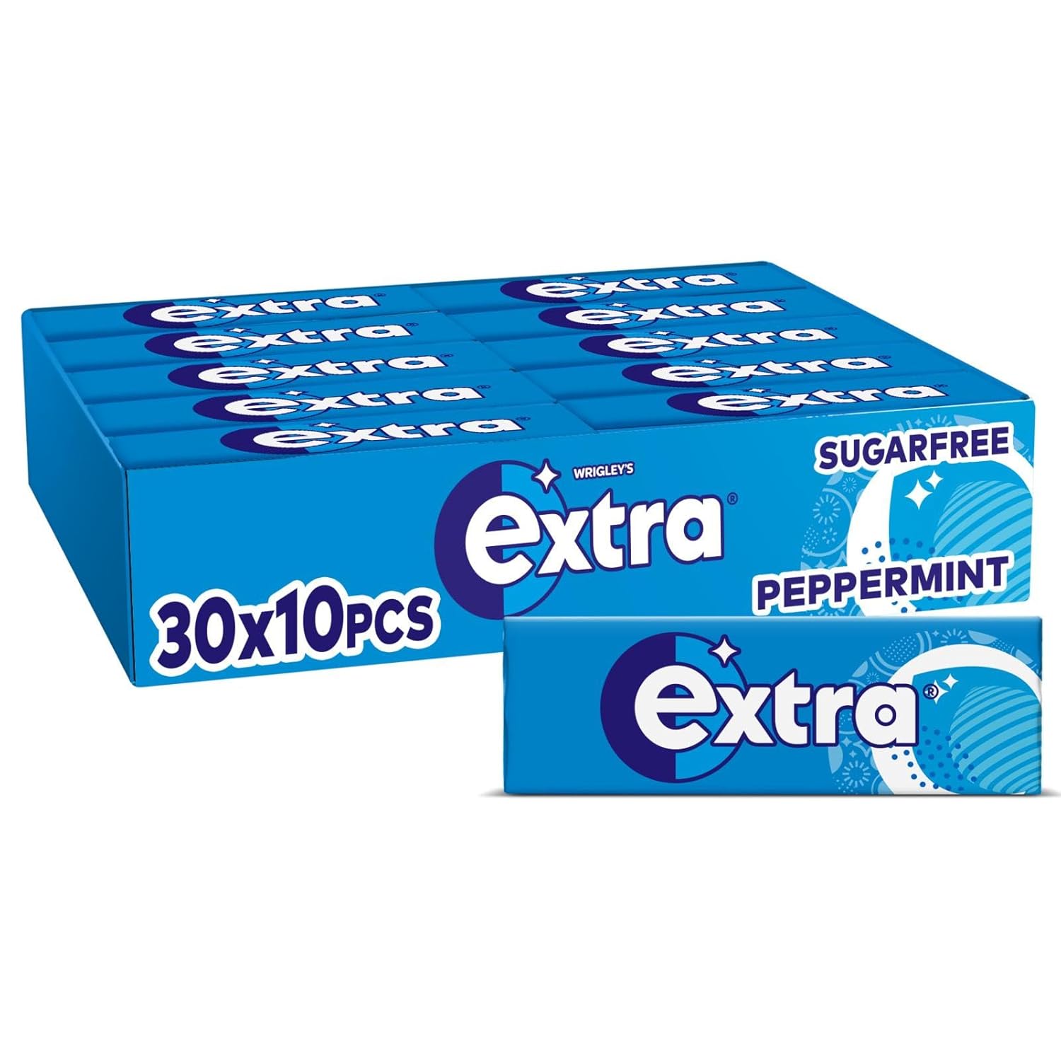 Wrigley’s Extra Peppermint Sugar Free Chewing Gum Bulk Pack 30 x 10 Pieces – Xylitol Gum for Fresh Breath
